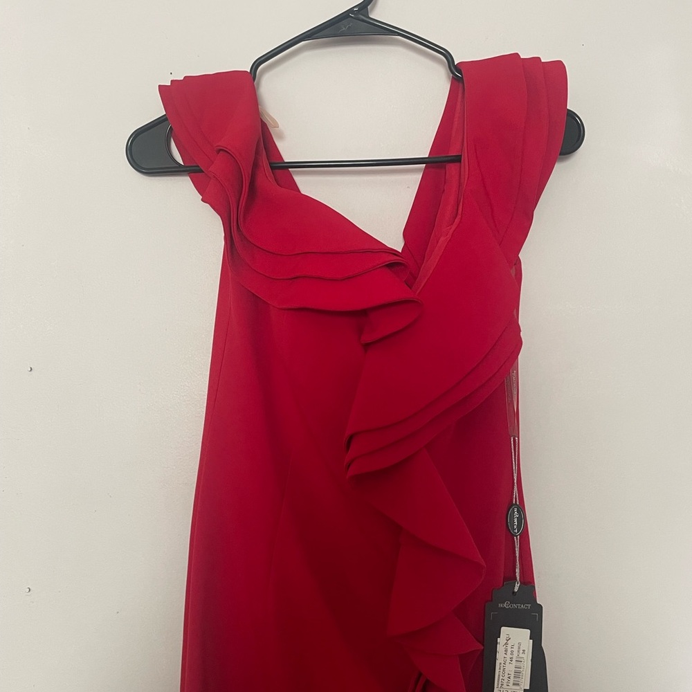 Red Ruffle-Trim Maxi Dress - Picture 3 of 6